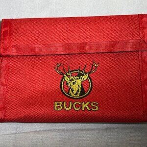 NEW Vintage 1980's Canvas Bucks Unisex Wallet BI/TRI FOLD Red with Logo